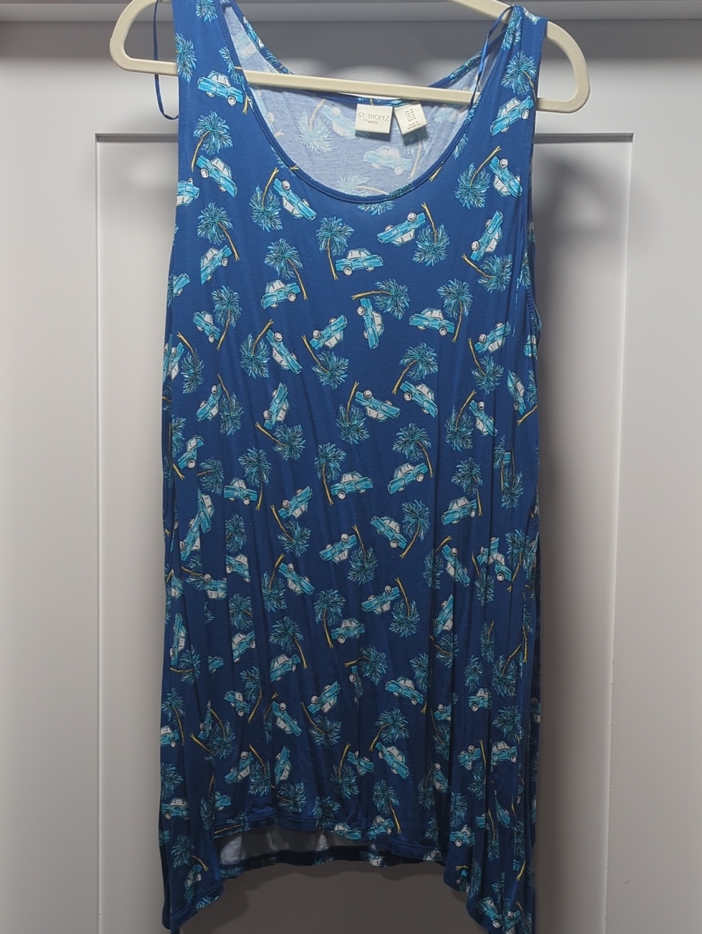 St. Tropez Blue Palm Print Tank Dress